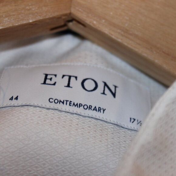 Eton White 100% Cotton Classic Button-Up Shirt Men’s 44  17.5 - Picture 7 of 10